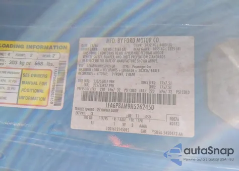 2017 Ford Mustang V6 z USA, uszkodzony, nr VIN 1FA6P8AM9H5262450